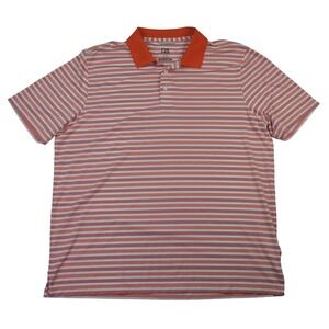 Cutter & Buck Mens Striped Polo Shirt XL Orange Purple White DryTec Golf Casual